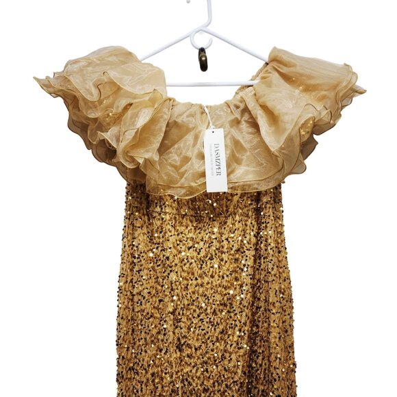 Gold Sequin Off-Shoulder Evening Womens Size 2XL By Dasmzper - Picture 5 of 9